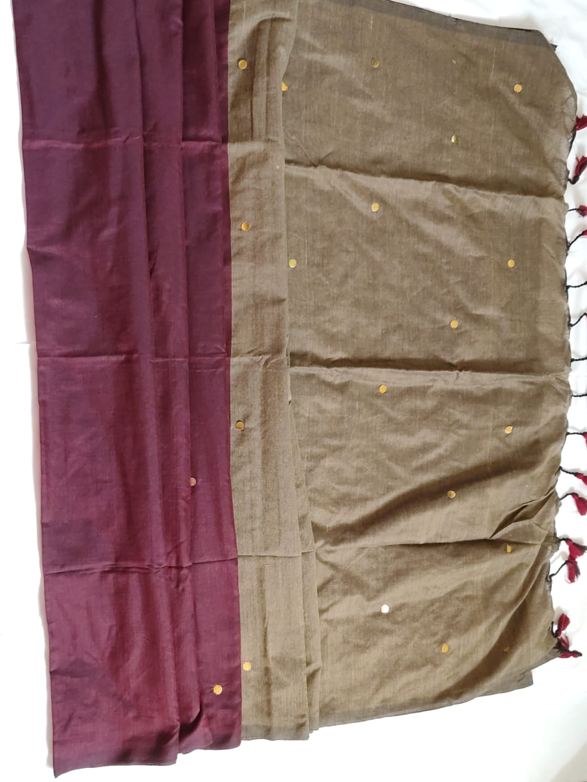 Khadi Cotton Double Shade Saree with Ginni Work